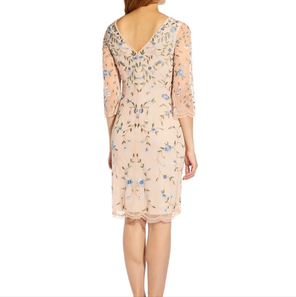 🏷 Adrianna Papell Women's Dress NWT Beaded Embroidered Sheath Dress